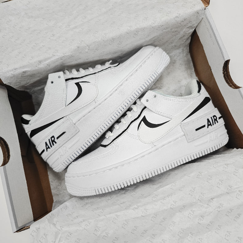 Black White Double Swoosh Custom Air Force 1