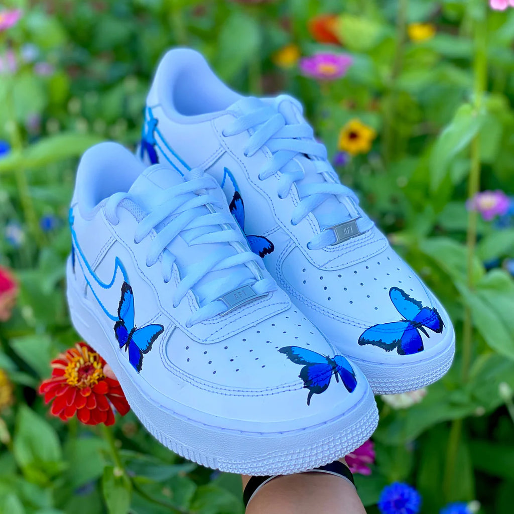 Custom-Made for You: The Unique Charm of Blue Butterfly Patterned Air Force 1s