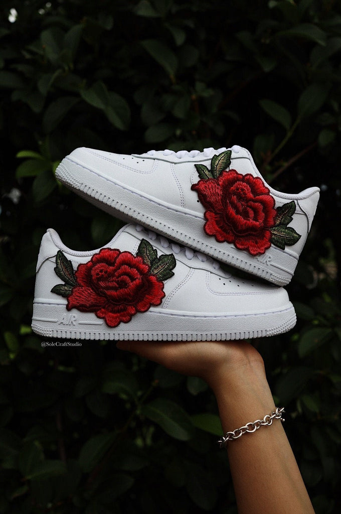 Personalized Customization: Red Rose Embroidery Custom Air Force 1