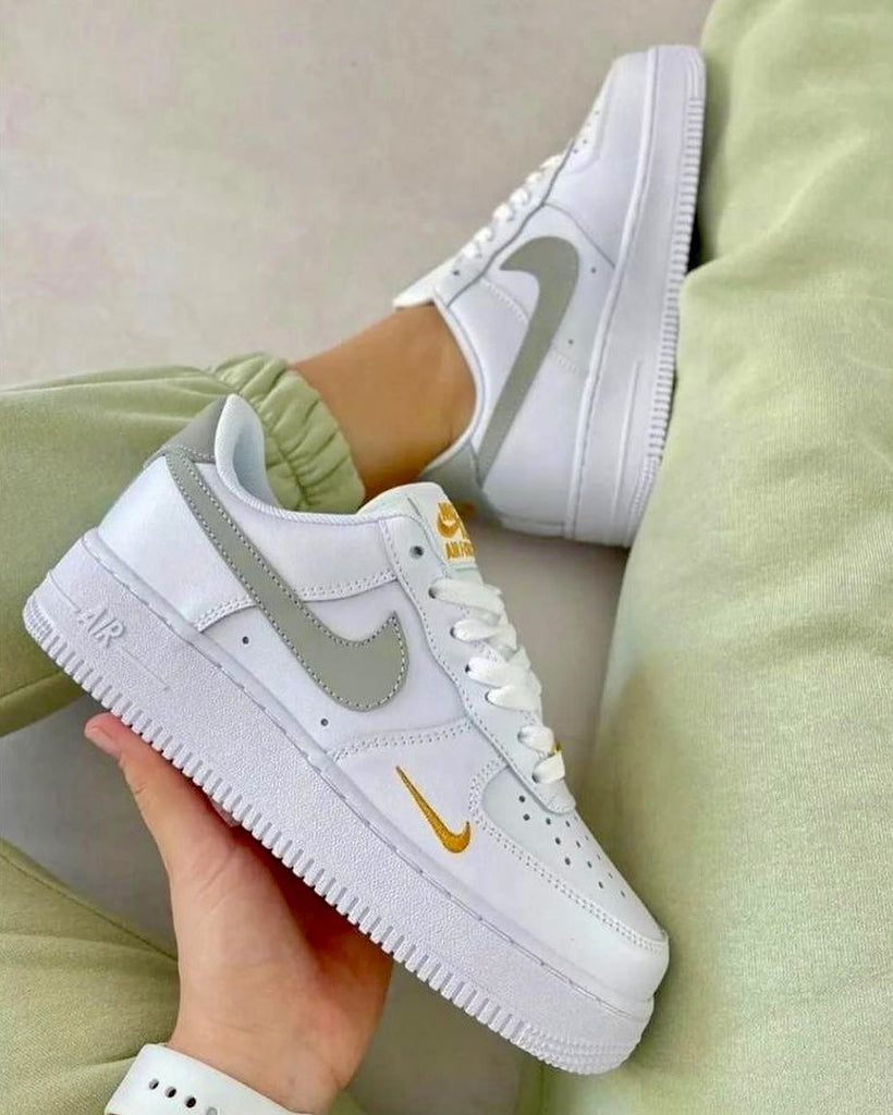 Custom Air Force 1 White Grey-green Double Swoosh