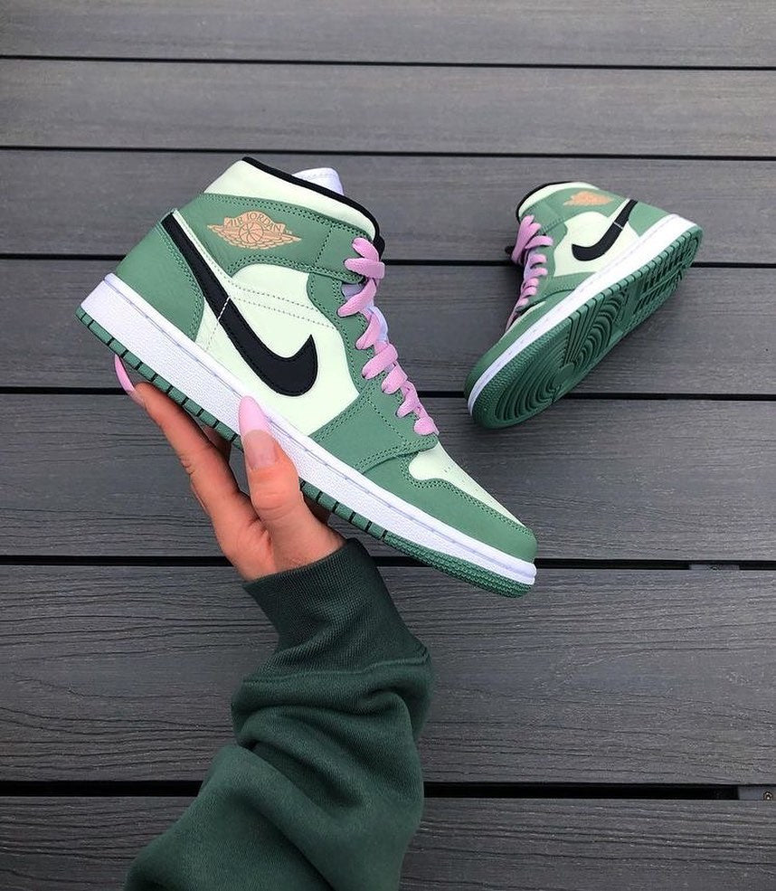 Custom Air Jordan 1 Light And Dark Green Black