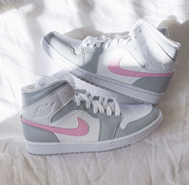 Custom Air Jordan 1 Grey White Pink