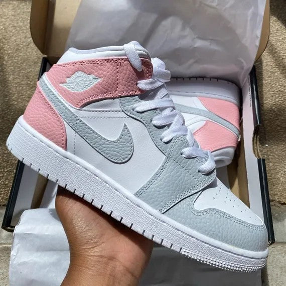 Custom Air Jordan 1 Grey Pink