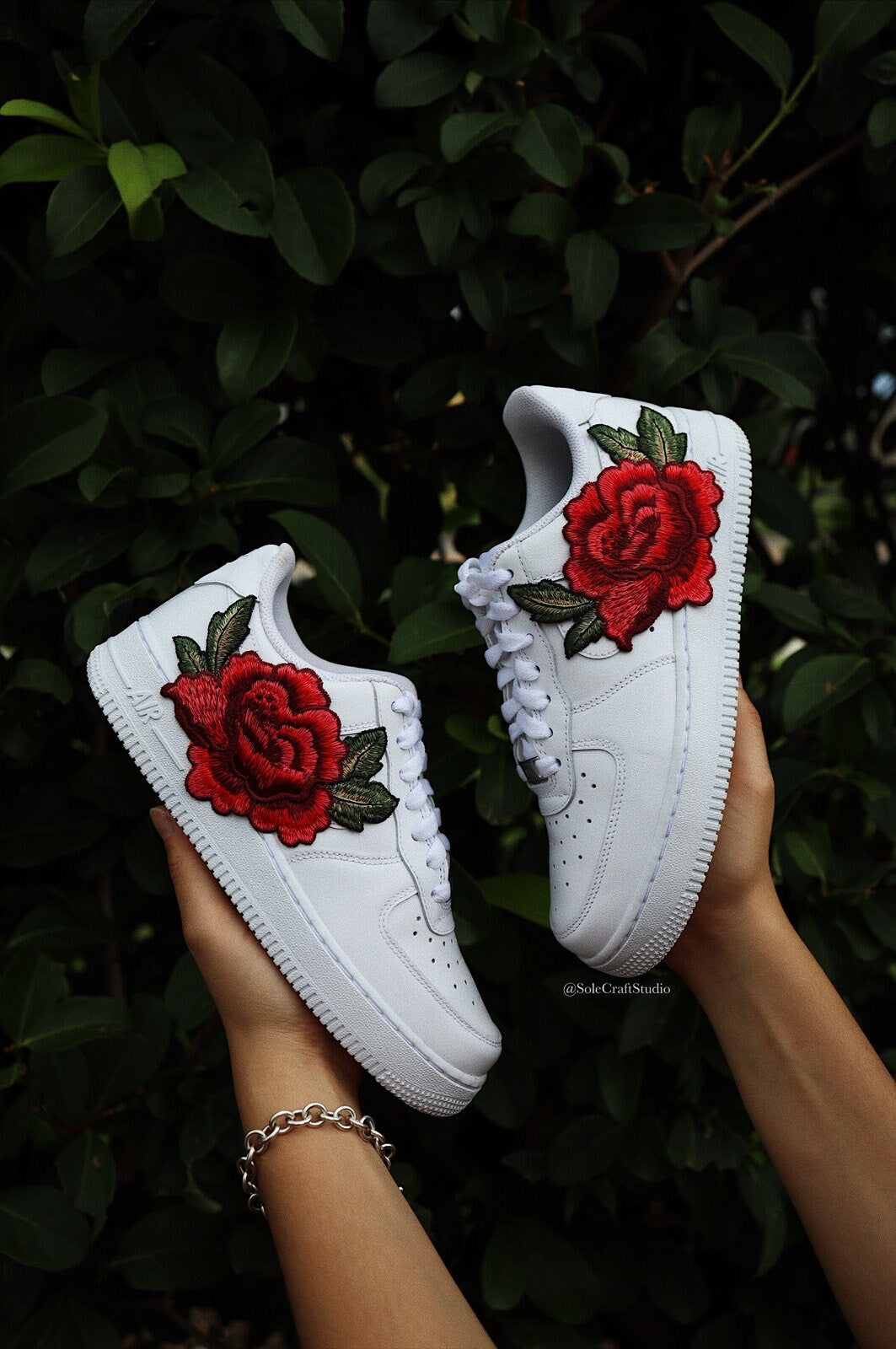 Embroidered Red Rose Custom Air Force 1