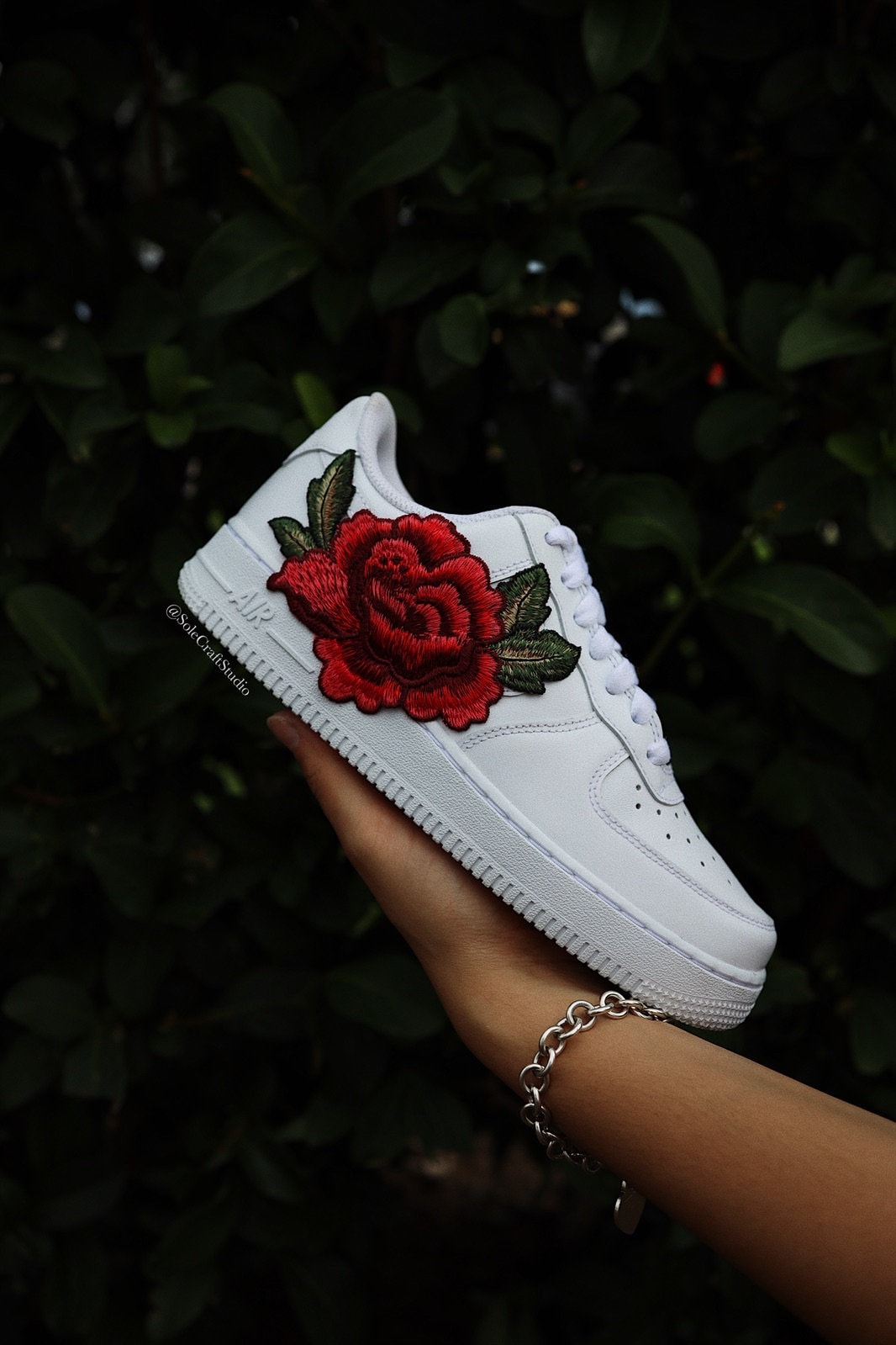 Embroidered Red Rose Custom Air Force 1