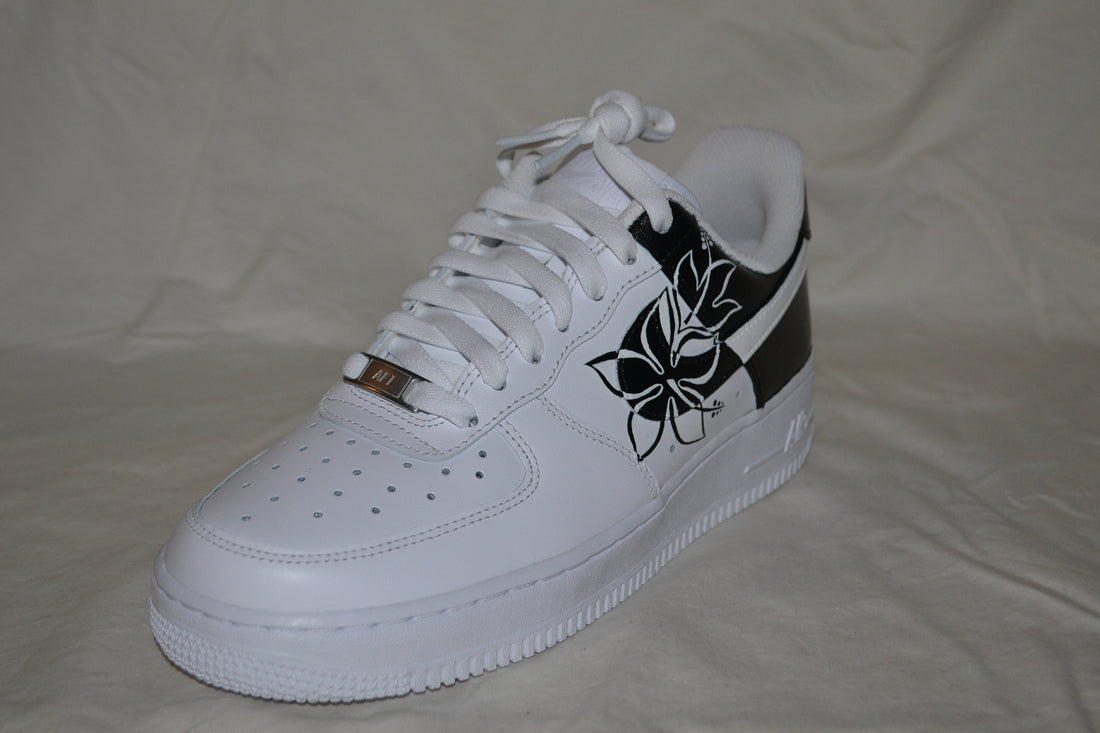 White Black Flower Doodle Custom Air Force 1