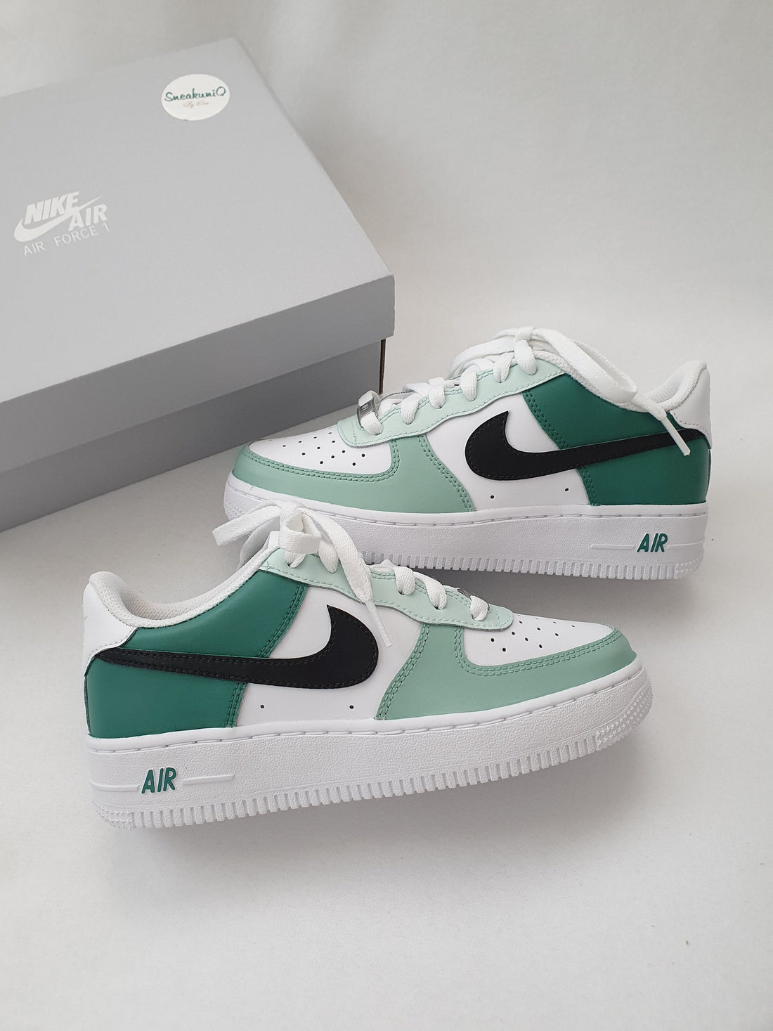 Green Black Swoosh Custom Air Force 1